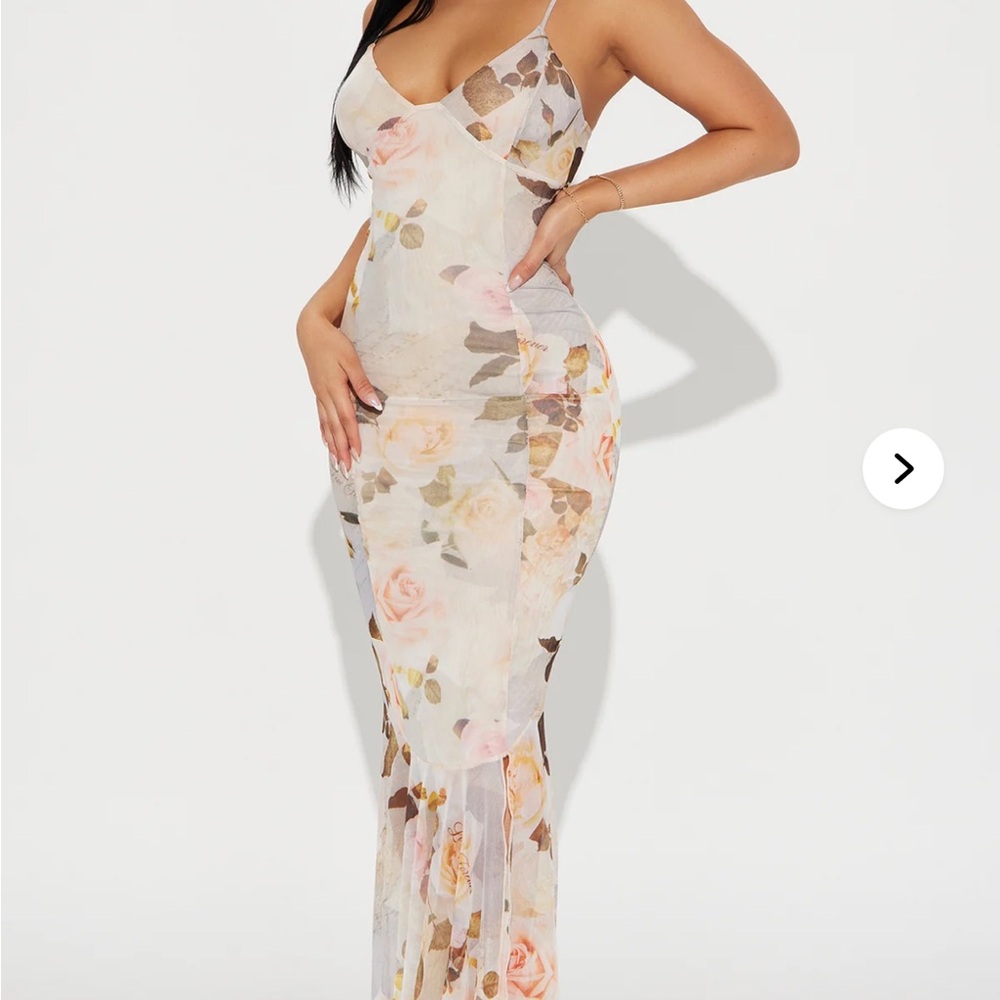 Fashion Nova Floral Sheer Maxi Dress